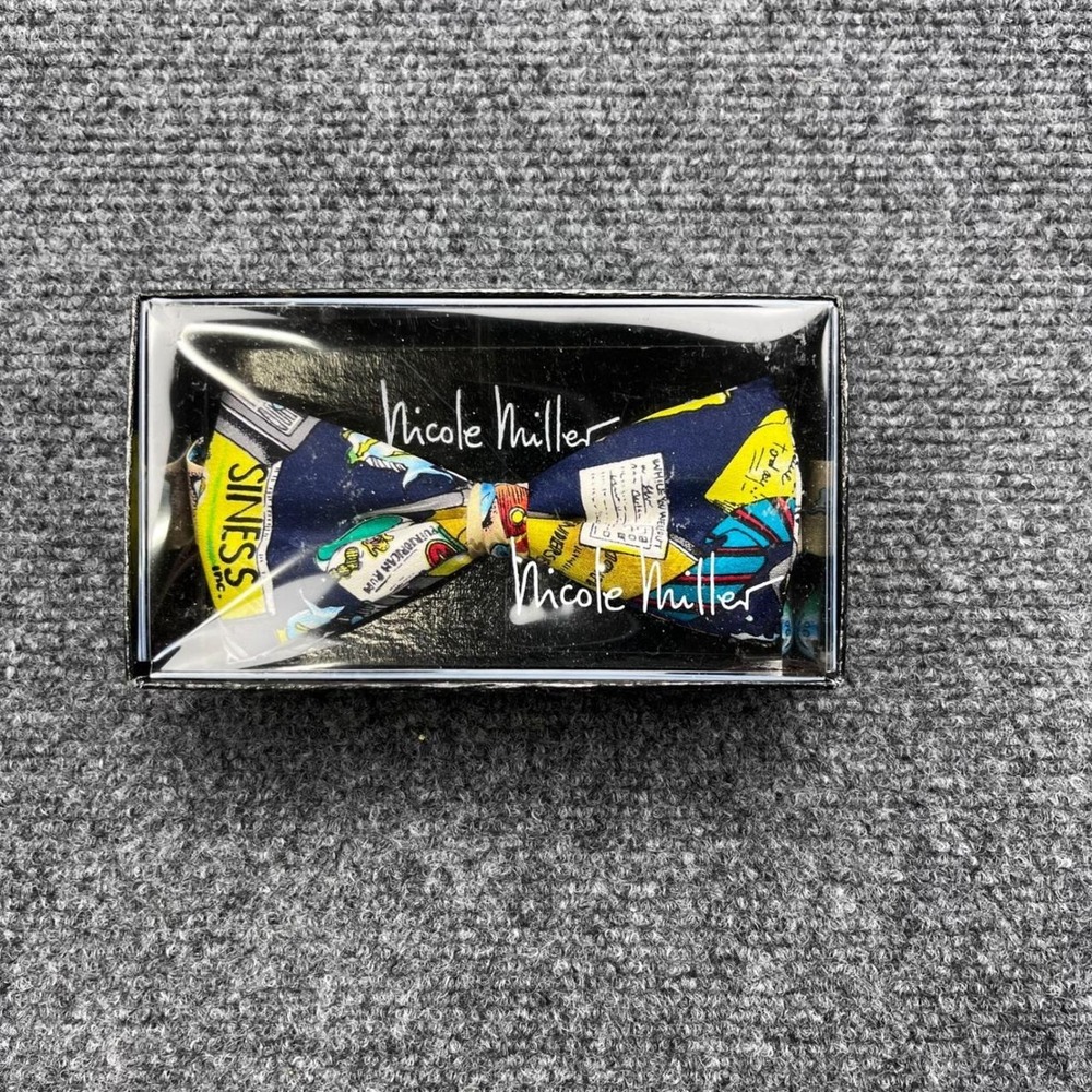 Nicole Miller Business Novelty Silk Comic Print Adjustable Bow Tie